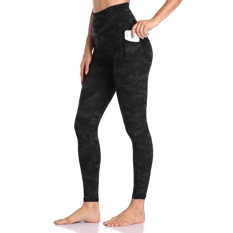 High Waisted Camo Yoga Leggings with Pockets - Allure SocietyActivewear Pants