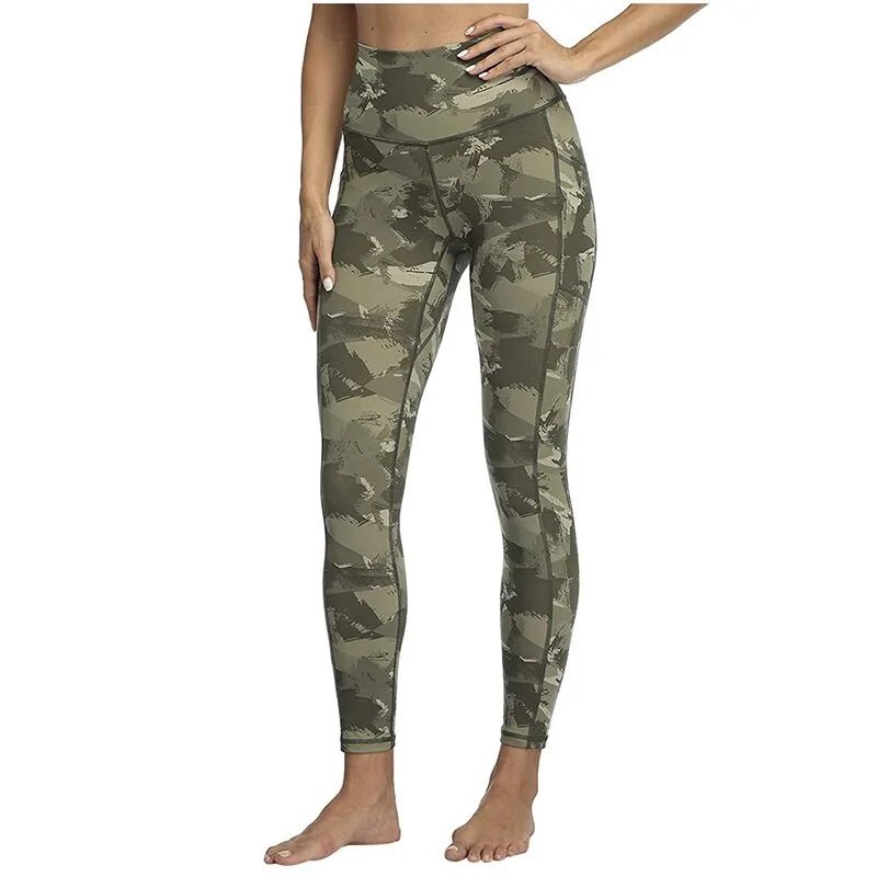 High Waisted Camo Yoga Leggings with Pockets - Allure SocietyActivewear Pants