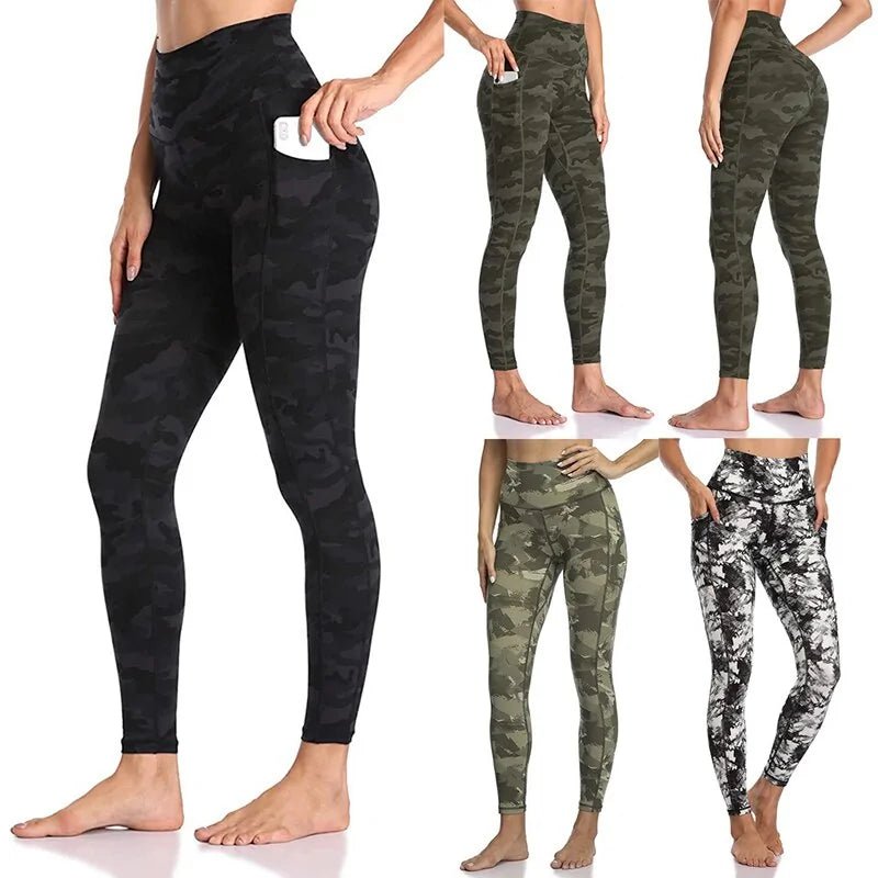 High Waisted Camo Yoga Leggings with Pockets - Allure SocietyActivewear Pants