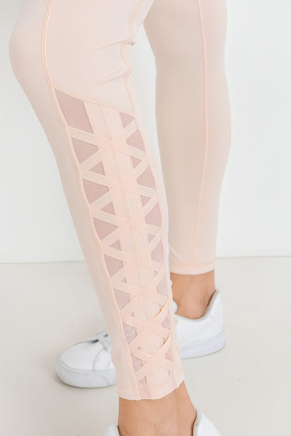 Highwaist Hybrid Mesh & Lattice Straps Full Pocket Leggings - Allure SocietyActivewear Pants