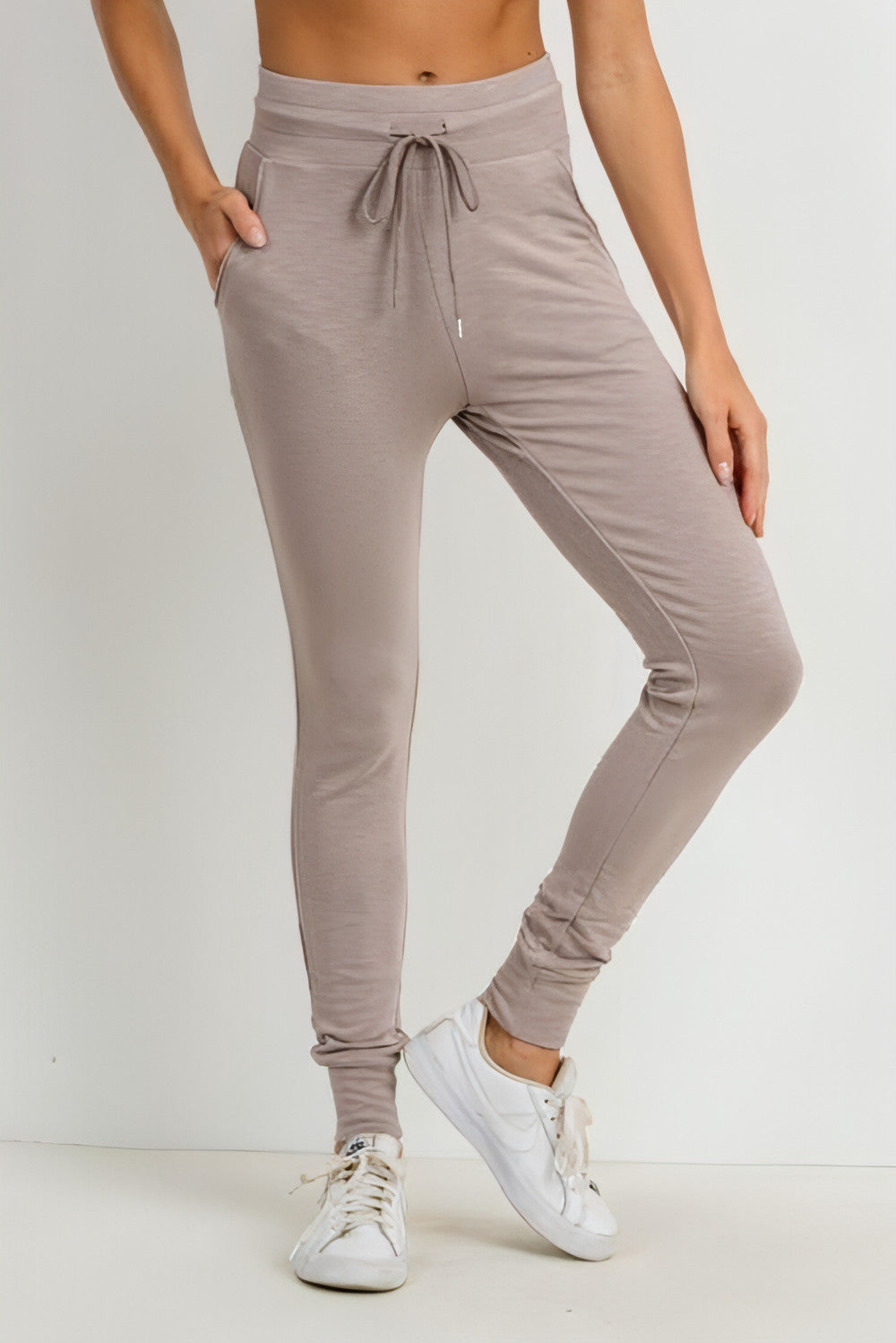 Highwaist Slim - Fit Cuffed Joggers - Allure SocietyActivewear Pants