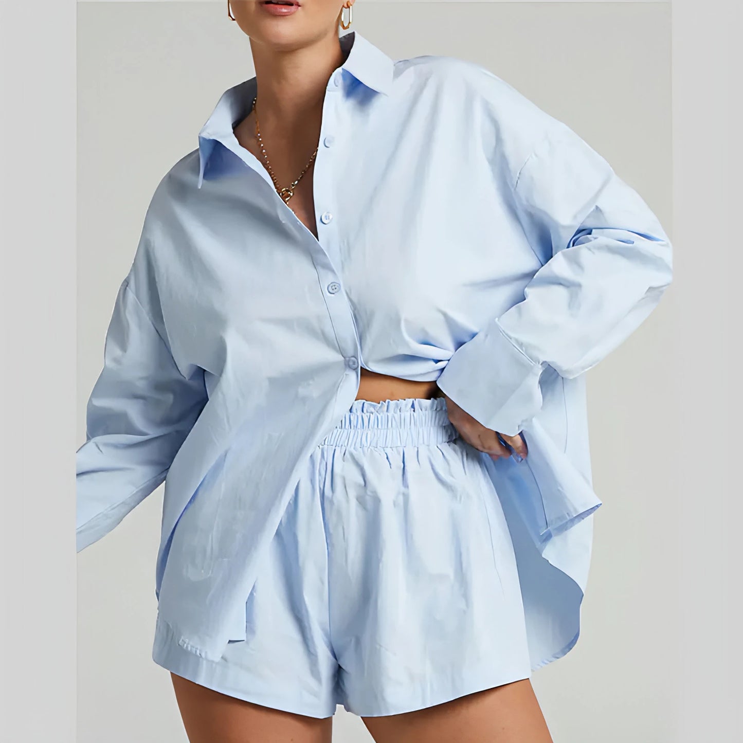 Classic Shorts and Long Sleeve Shirt Set - Allure SocietyCasualwear Sets