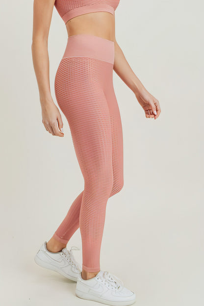 Jacquard & Ribbed Seamless Highwaist Leggings - Allure SocietyActivewear Pants