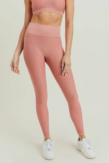 Jacquard & Ribbed Seamless Highwaist Leggings - Allure SocietyActivewear Pants