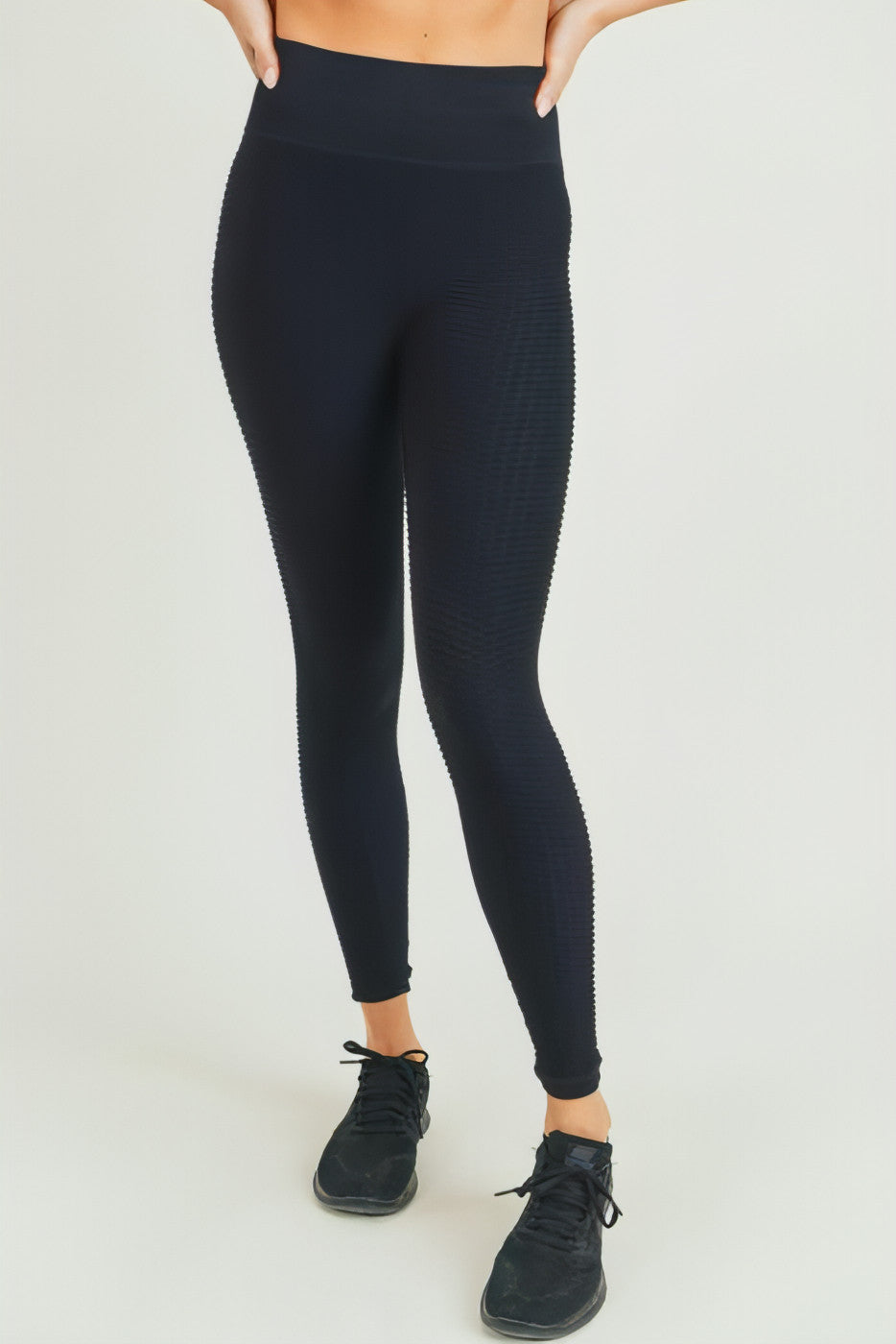 Jacquard & Ribbed Seamless Highwaist Leggings - Allure SocietyActivewear Pants