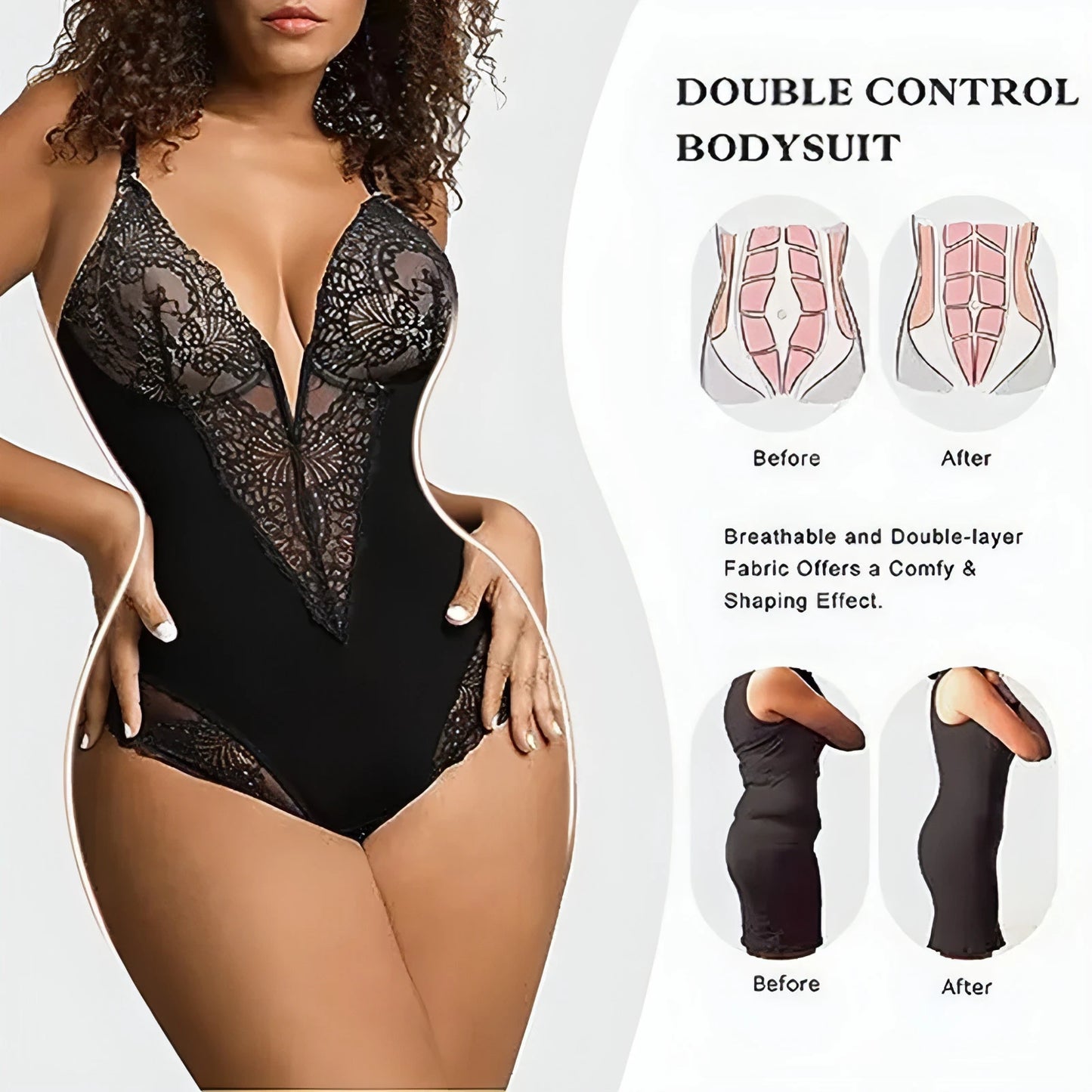 Lace V - Neck Shapewear - Allure SocietyShapewear