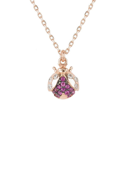 Lady Bug Ladybird Pendant Necklace Rosegold - Allure SocietyNecklaces