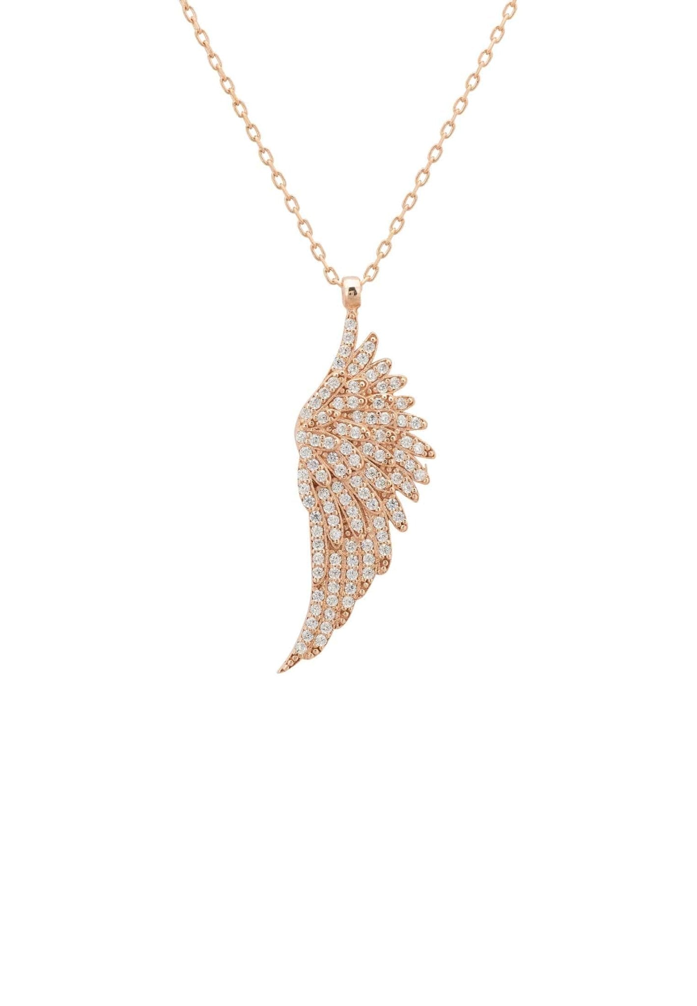 Large Angel Wing Necklace Rosegold - Allure SocietyNecklaces
