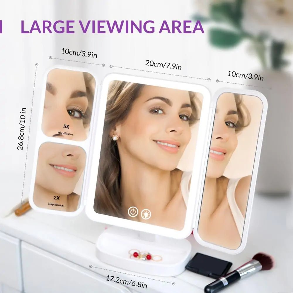 LED Magnifying Makeup Mirror with Adjustable Rotation - Allure SocietySmart Face Mirrors