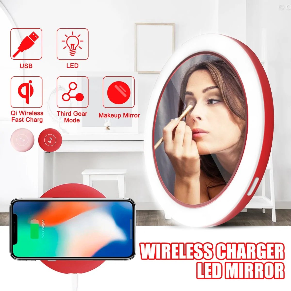 LED Makeup Mirror Wireless Charger - Allure SocietyMirrors