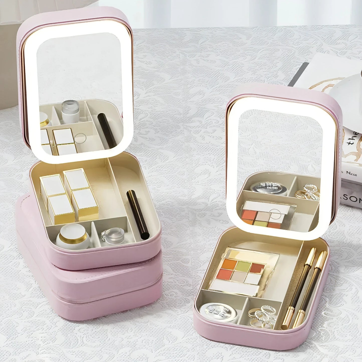 LED Mirror Makeup Storage Box - Allure SocietyMakeup Storage