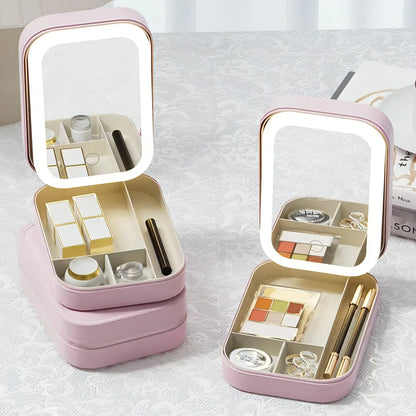 LED Mirror Makeup Storage Box - Allure SocietyMakeup Storage