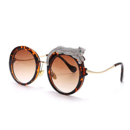 Leopard Round Frame Sunglasses - Allure SocietyUV Sunglasses