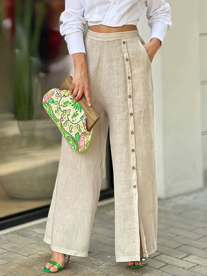 Long Sleeve Nipped Waist Top And Wide Legs Pants - Allure SocietyCasualwear Sets