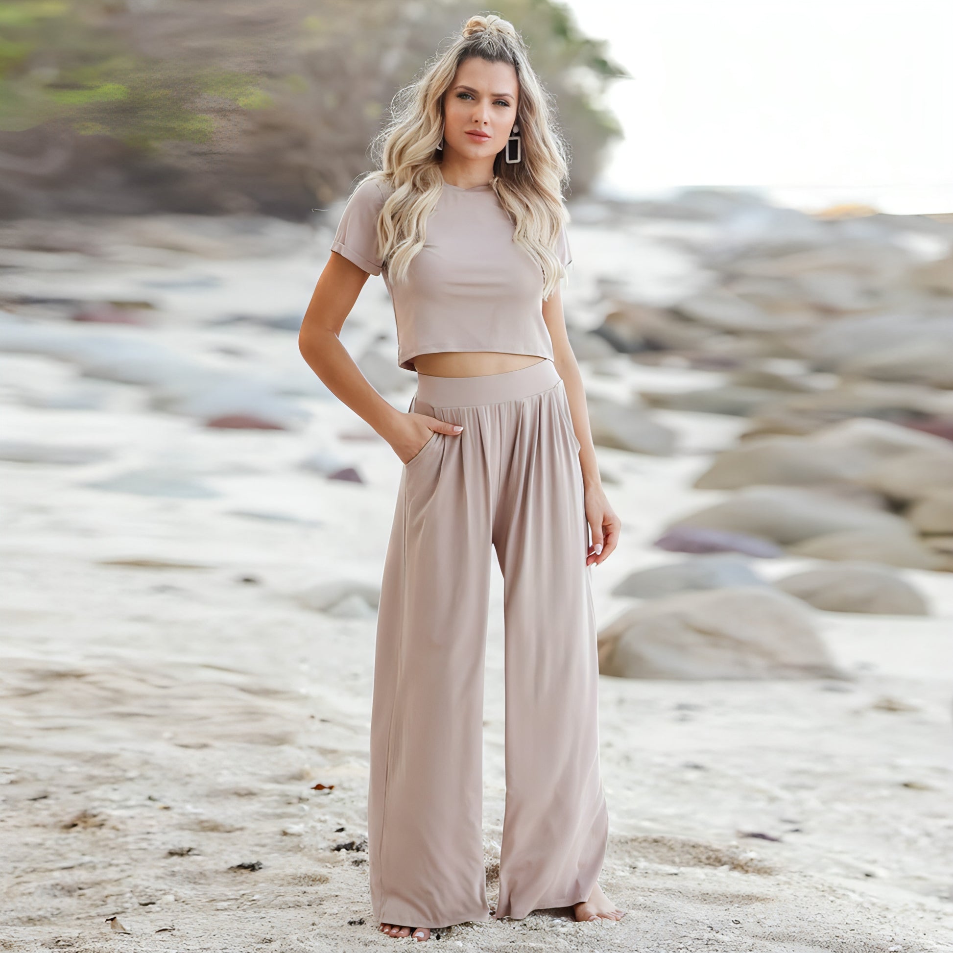 Loose Fit Short Sleeve Shirt and Pants Two - Piece Set - Allure SocietyLoungewear Sets