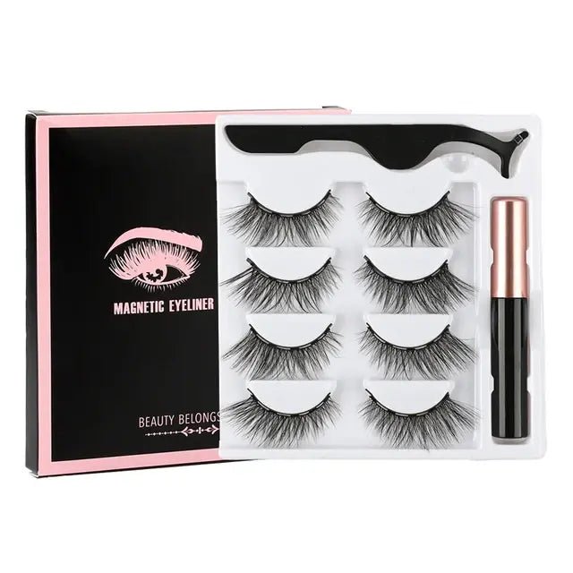 Magnetic Eyelashes Set with Waterproof Eyeliner and Tweezer - Allure SocietyFalse Eyelashes