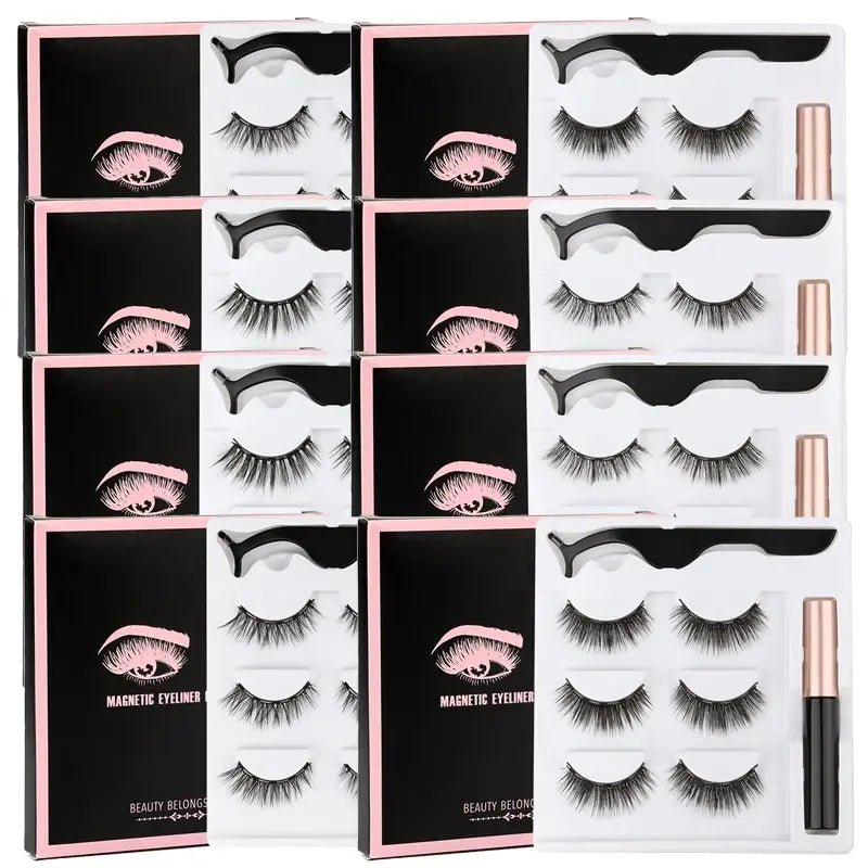 Magnetic Eyelashes Set with Waterproof Eyeliner and Tweezer - Allure SocietyFalse Eyelashes