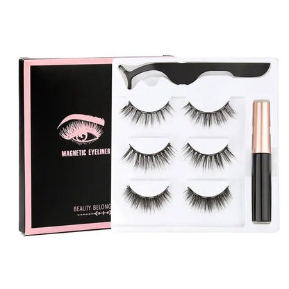 Magnetic Eyelashes Set with Waterproof Eyeliner and Tweezer - Allure SocietyFalse Eyelashes