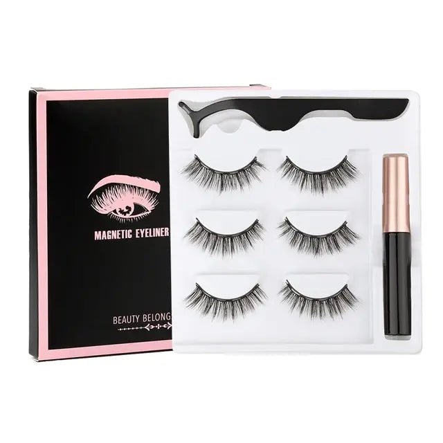 Magnetic Eyelashes Set with Waterproof Eyeliner and Tweezer - Allure SocietyFalse Eyelashes