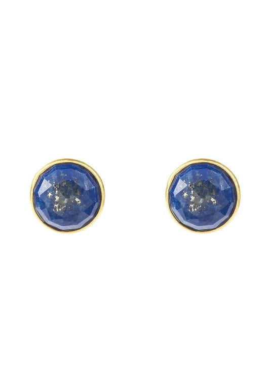 Medium Circle Gemstone Earrings Gold Lapis Lazuli - Allure SocietyEarrings