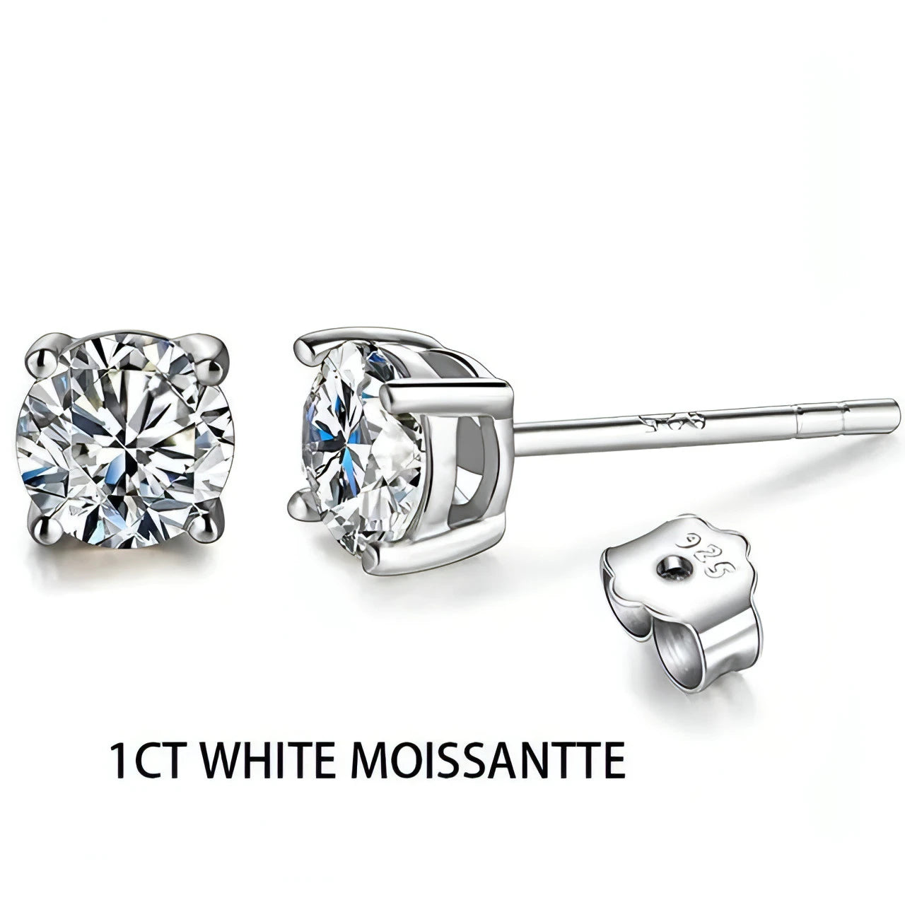 Moissanite Stud Earrings - 925 Silver - Allure SocietyEarrings