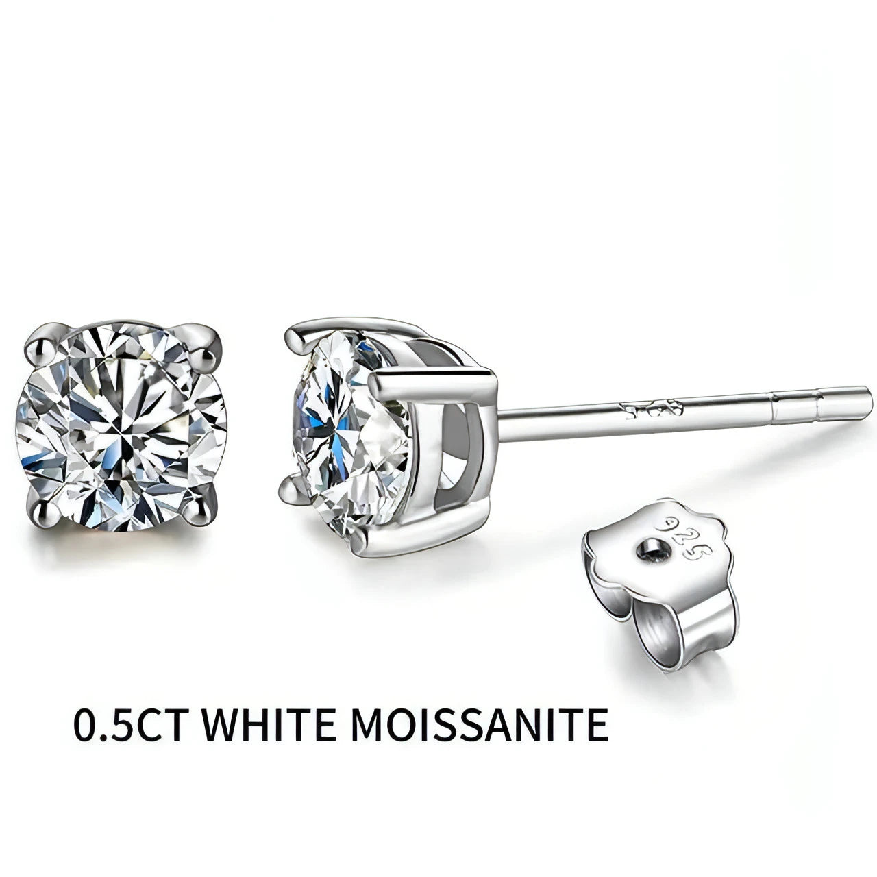 Moissanite Stud Earrings - 925 Silver - Allure SocietyEarrings