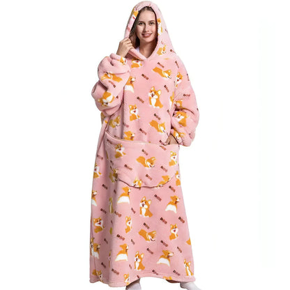 Oversized Long Fleece Blanket Hoodie - Allure SocietyLoungewear One Piece's