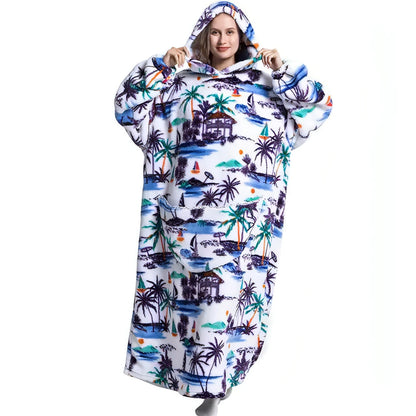 Oversized Long Fleece Blanket Hoodie - Allure SocietyLoungewear One Piece's