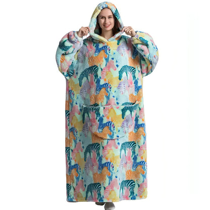 Oversized Long Fleece Blanket Hoodie - Allure SocietyLoungewear One Piece's