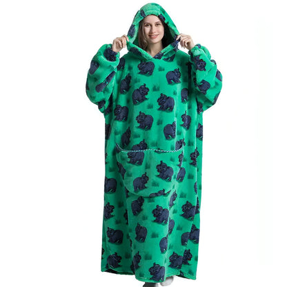 Oversized Long Fleece Blanket Hoodie - Allure SocietyLoungewear One Piece's