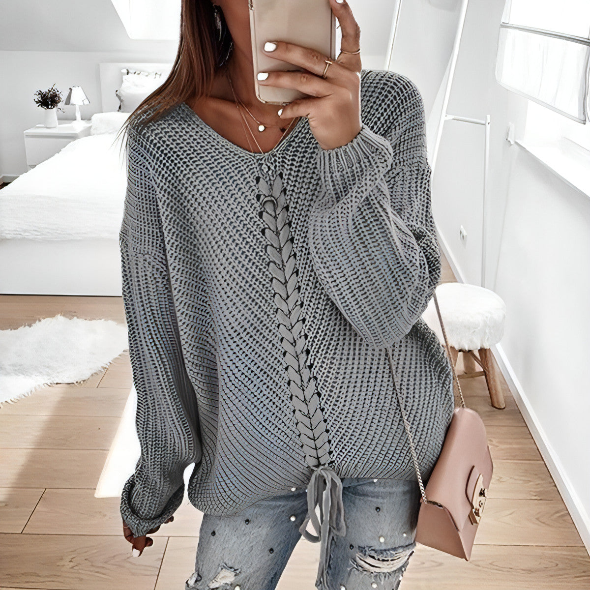 Patchwork Knitted Pullover Sweater - Allure SocietyCasualwear Tops