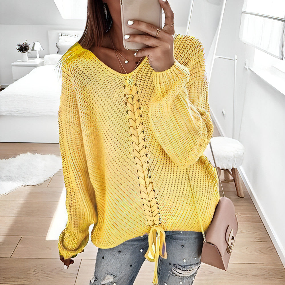 Patchwork Knitted Pullover Sweater - Allure SocietyCasualwear Tops