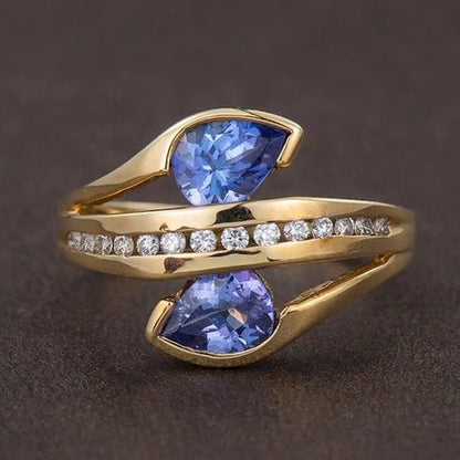 Personality Trendy Gold Filling Blue Stone Ring - Allure SocietyRings