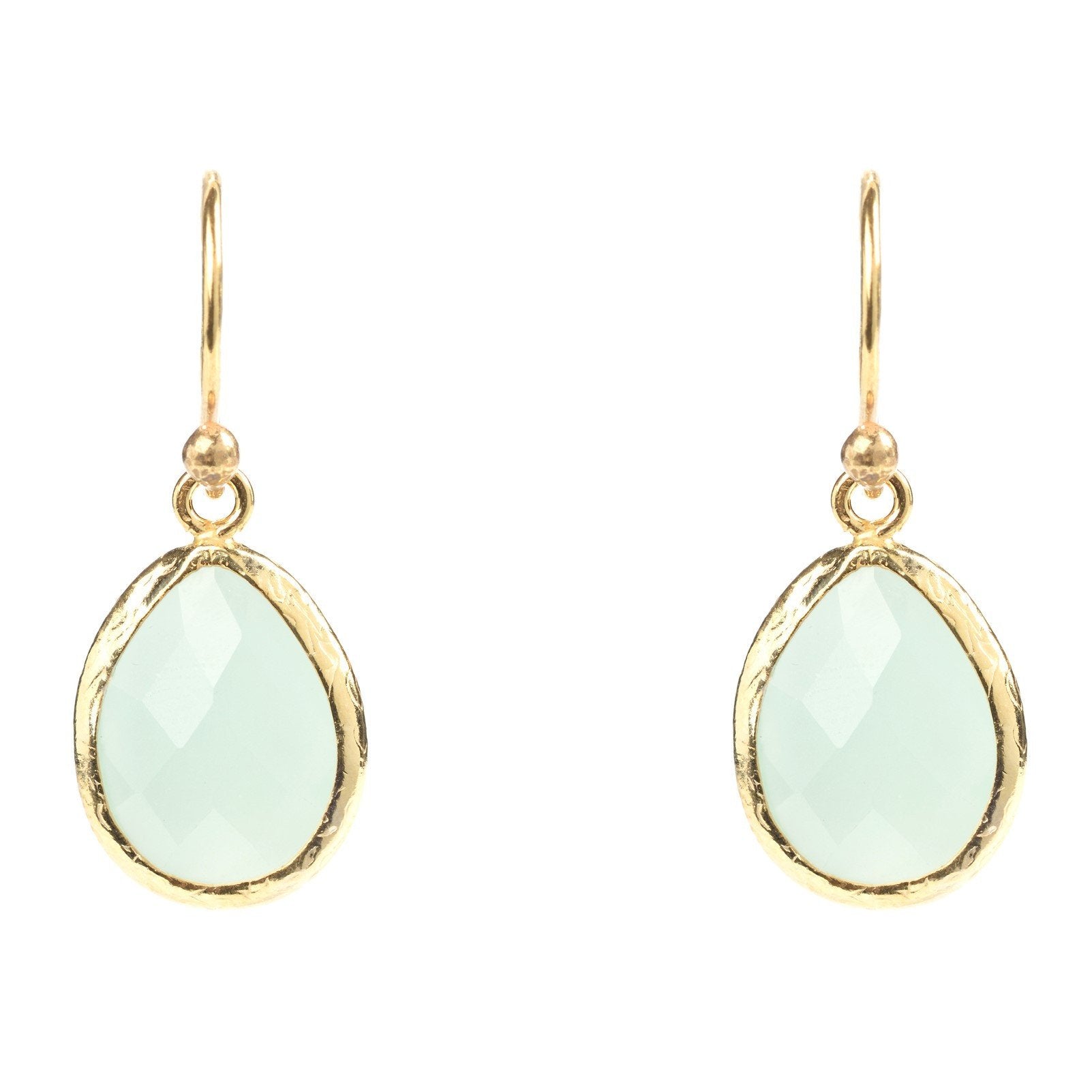 Petite Drop Earrings Aqua Chalcedony Gold - Allure SocietyEarrings