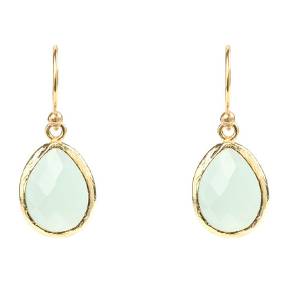 Petite Drop Earrings Aqua Chalcedony Gold - Allure SocietyEarrings