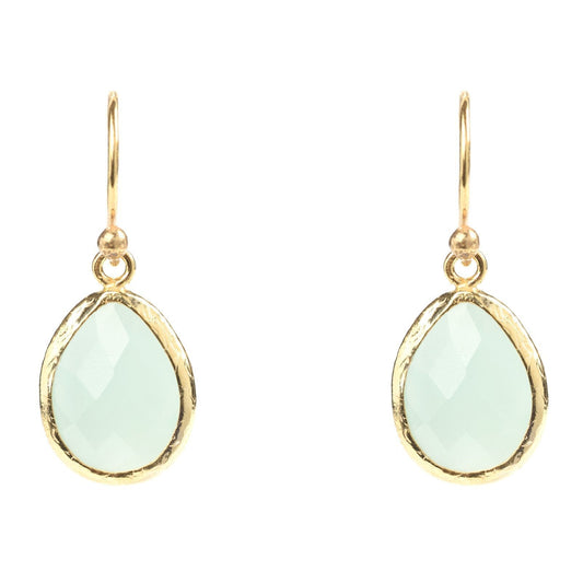 Petite Drop Earrings Aqua Chalcedony Gold - Allure SocietyEarrings