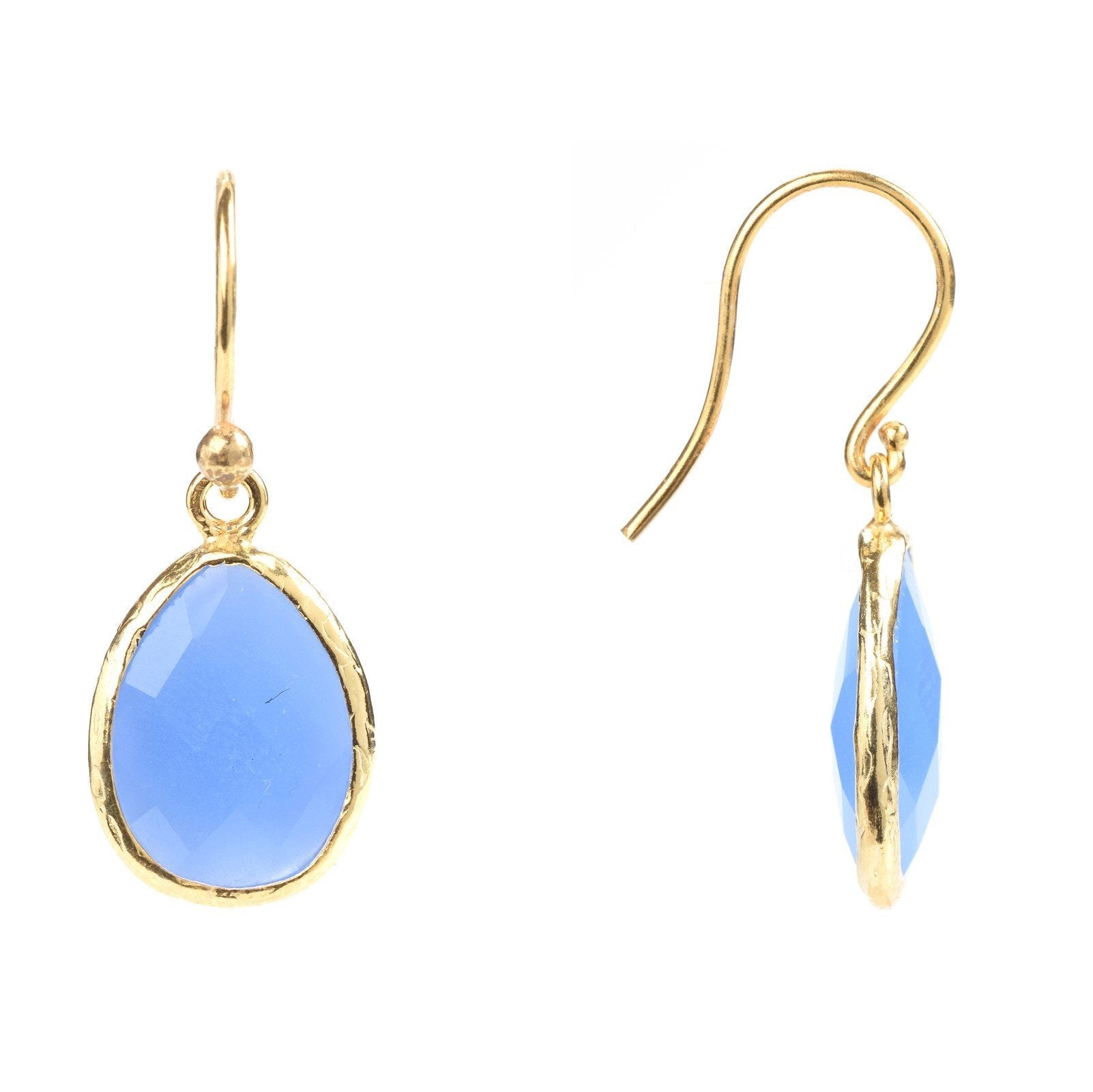 Petite Drop Earrings Dark Blue Chalcedony Gold - Allure SocietyEarrings