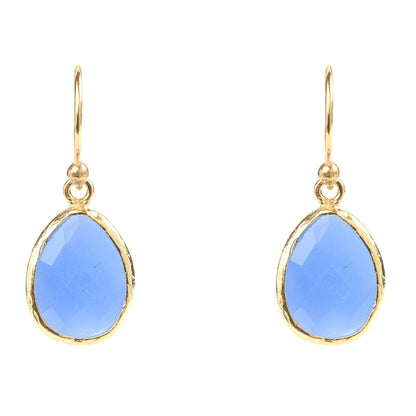 Petite Drop Earrings Dark Blue Chalcedony Gold - Allure SocietyEarrings