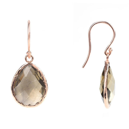 Petite Drop Earrings Smokey Quartz Rosegold - Allure SocietyEarrings