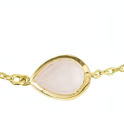 Pisa Mini Teardrop Bracelet Gold Rose Quartz - Allure SocietyBracelets