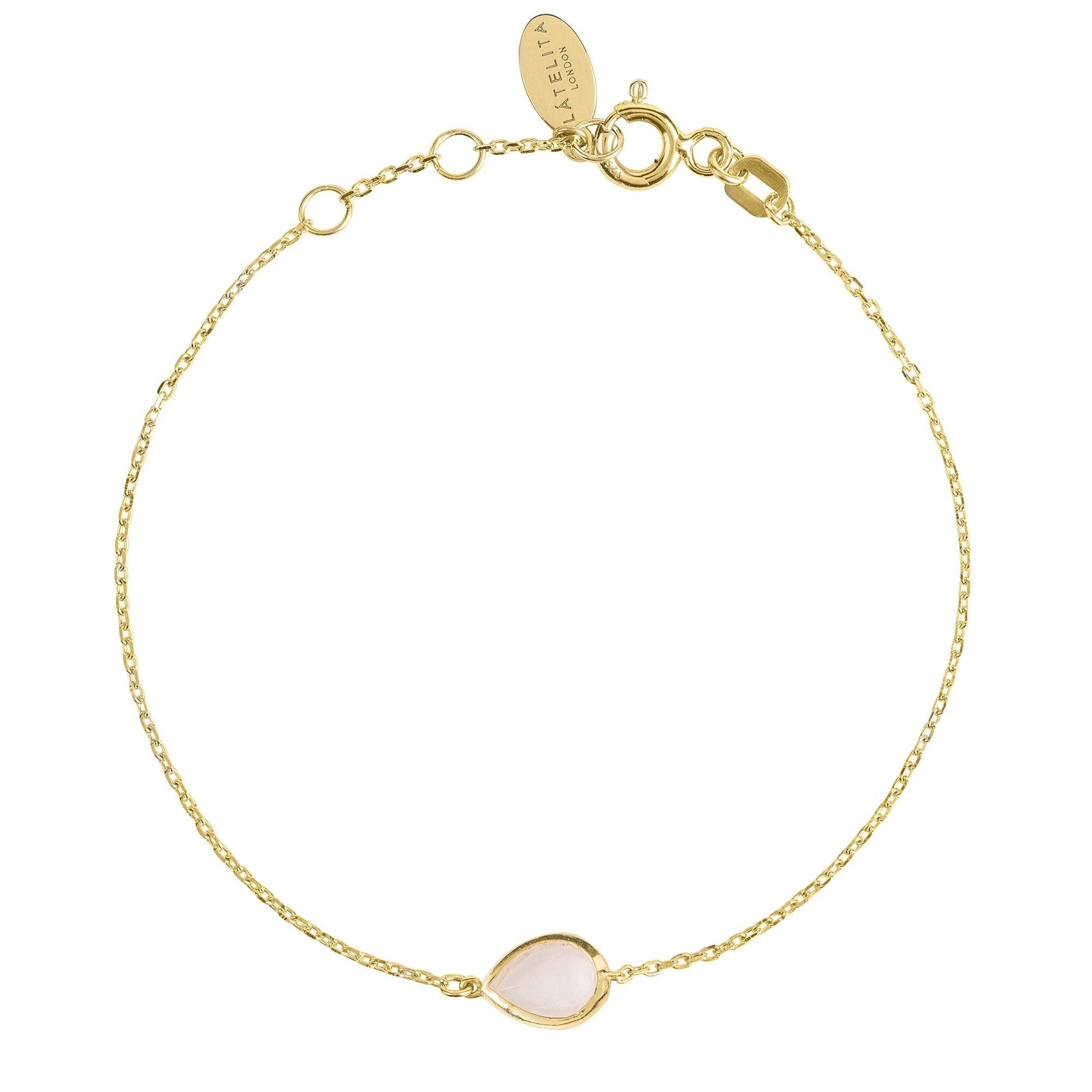 Pisa Mini Teardrop Bracelet Gold Rose Quartz - Allure SocietyBracelets