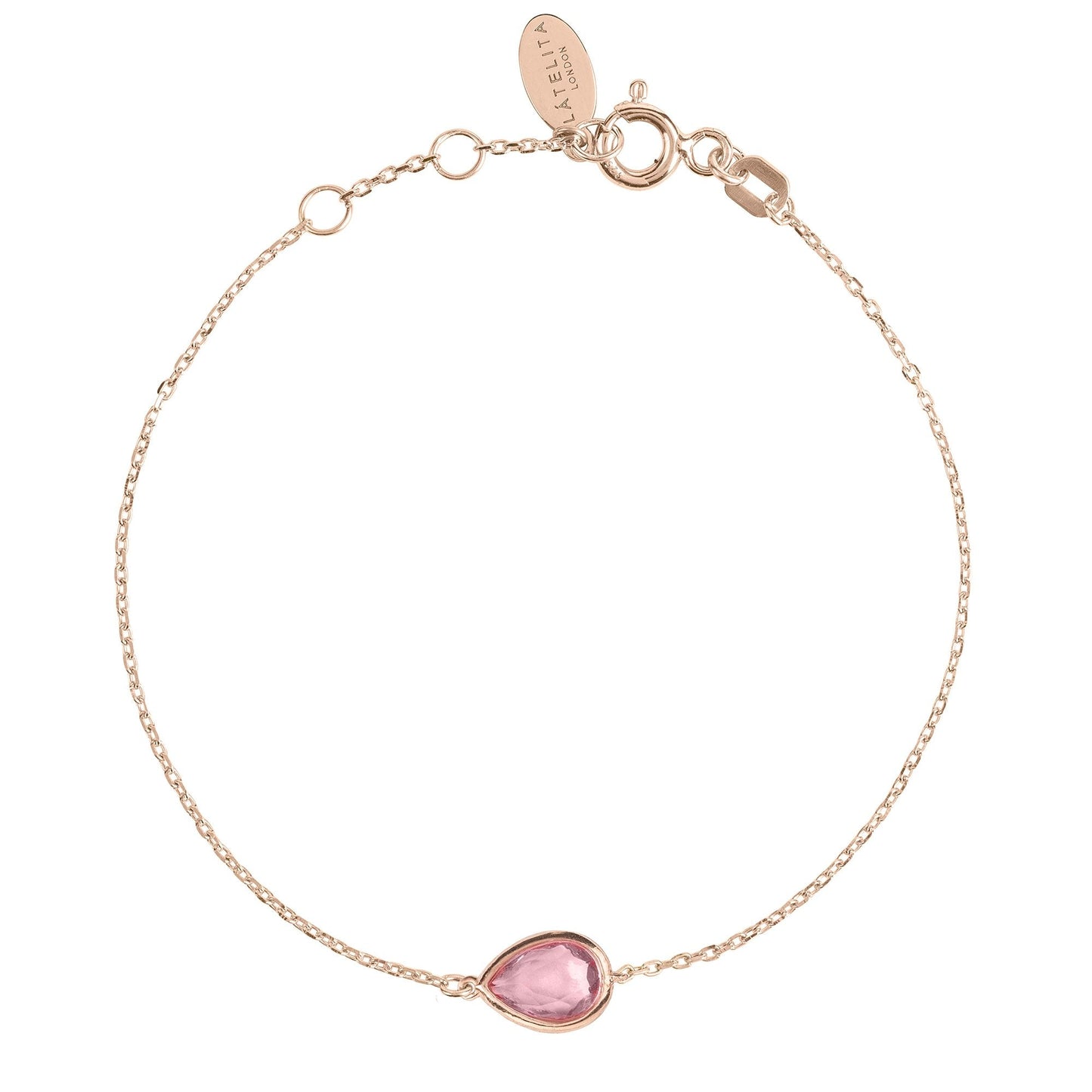 Pisa Mini Teardrop Bracelet Rosegold Pink Tourmaline - Allure SocietyBracelets