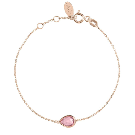 Pisa Mini Teardrop Bracelet Rosegold Pink Tourmaline - Allure SocietyBracelets