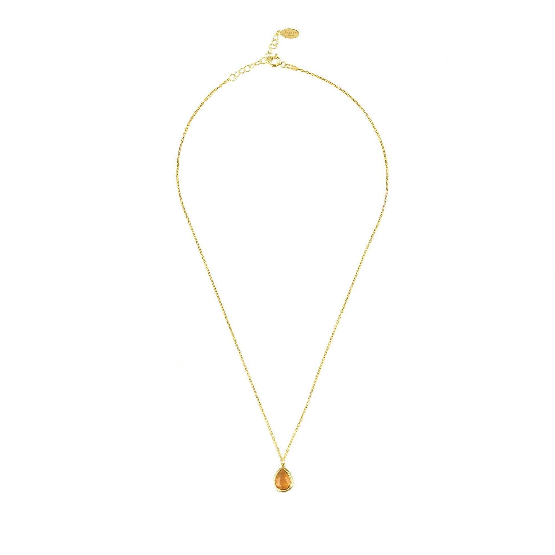 Pisa Mini Teardrop Necklace Gold Citrine - Allure SocietyNecklaces