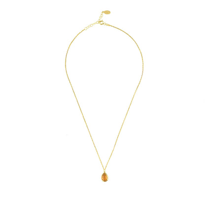 Pisa Mini Teardrop Necklace Gold Citrine - Allure SocietyNecklaces