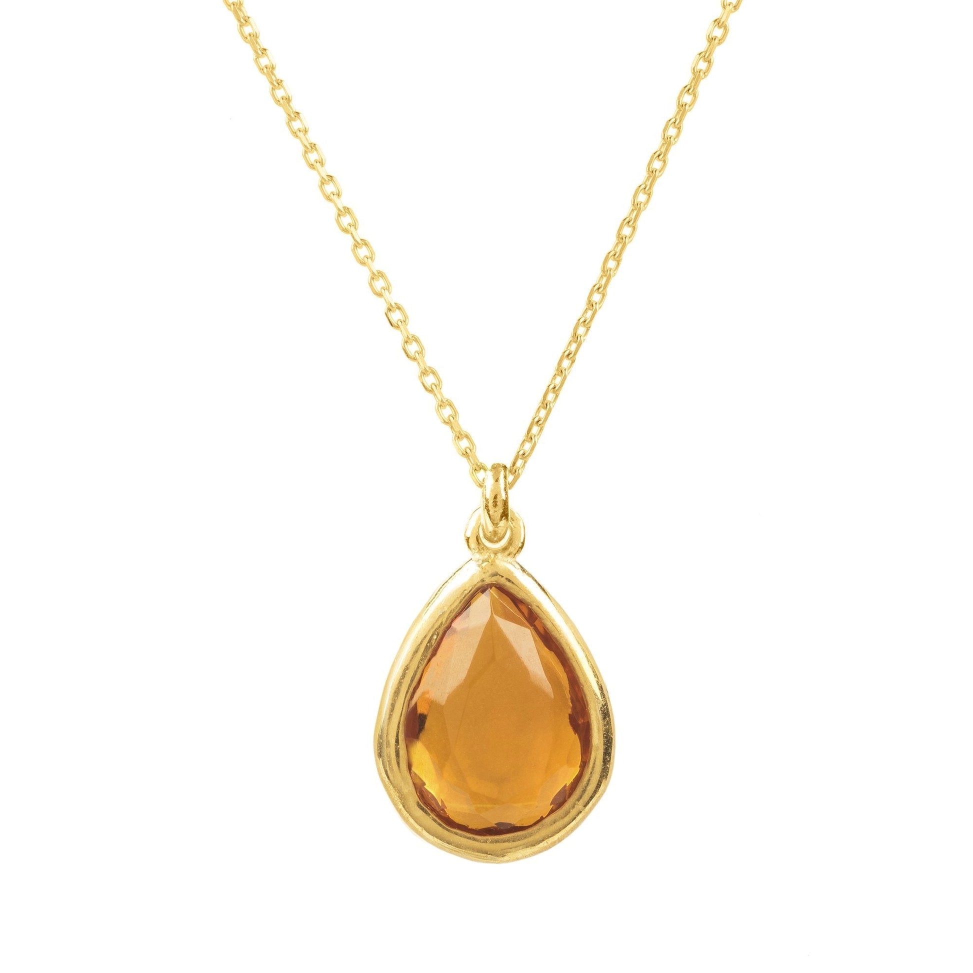 Pisa Mini Teardrop Necklace Gold Citrine - Allure SocietyNecklaces