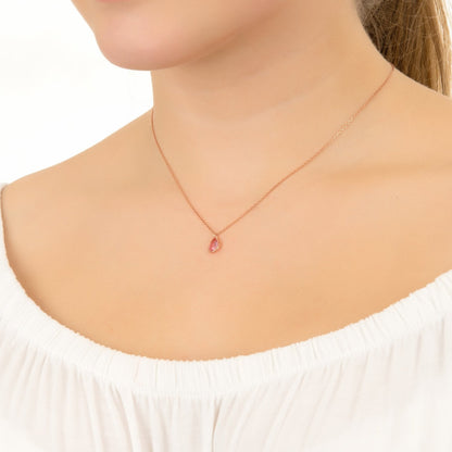 Pisa Mini Teardrop Necklace Rosegold Amethyst - Allure SocietyNecklaces