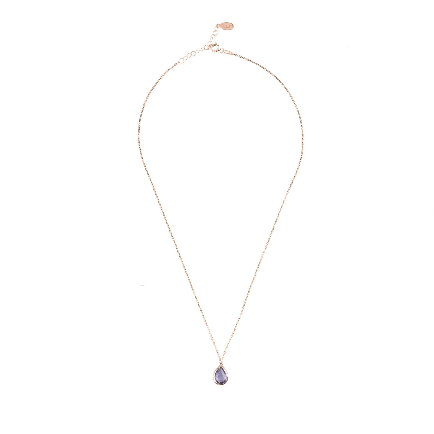 Pisa Mini Teardrop Necklace Rosegold Amethyst - Allure SocietyNecklaces