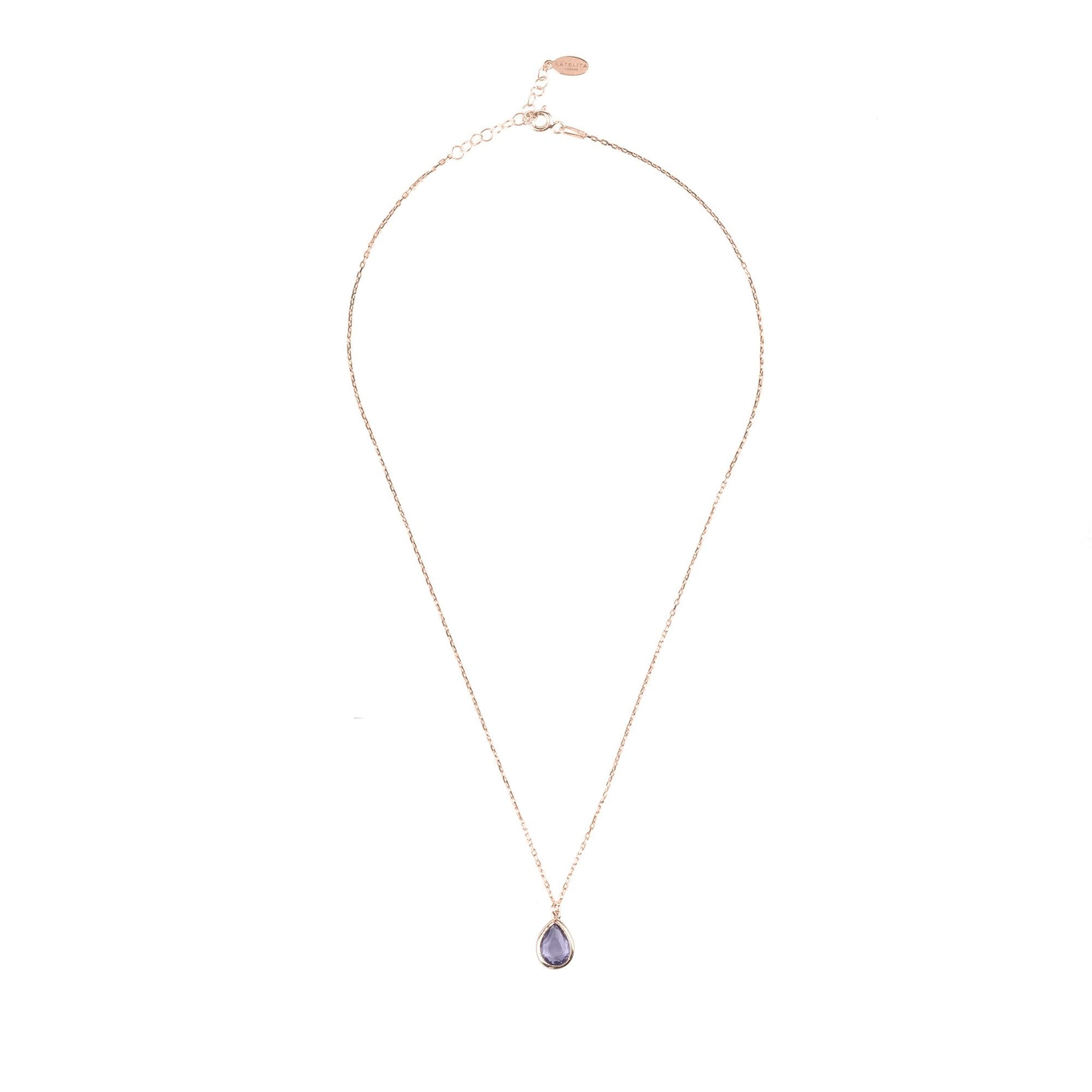 Pisa Mini Teardrop Necklace Rosegold Amethyst - Allure SocietyNecklaces