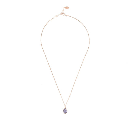 Pisa Mini Teardrop Necklace Rosegold Amethyst - Allure SocietyNecklaces